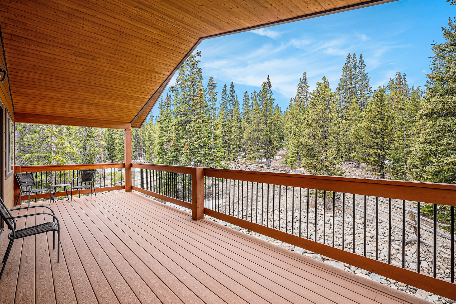 Covered deck looking out over the forest